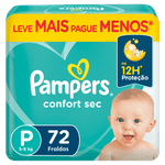 Fralda Pampers Confort Sec P - 72 unidades