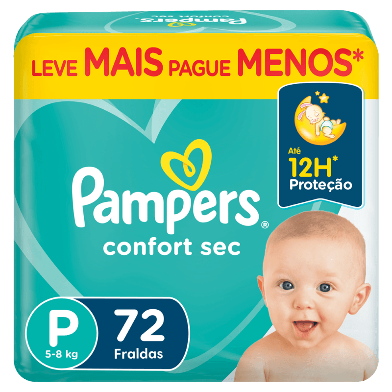 Fralda Pampers Confort Sec P - 72 unidades