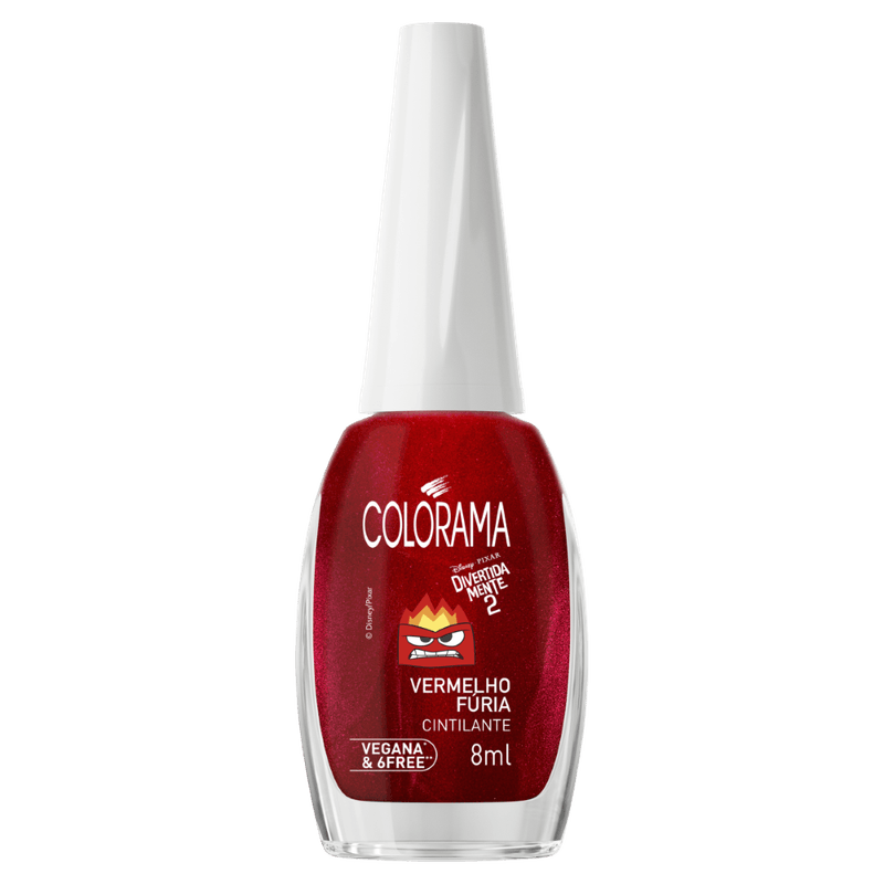 Esmalte Cintilante Vermelho Fúria Divertida Mente 2 Colorama - 8ml