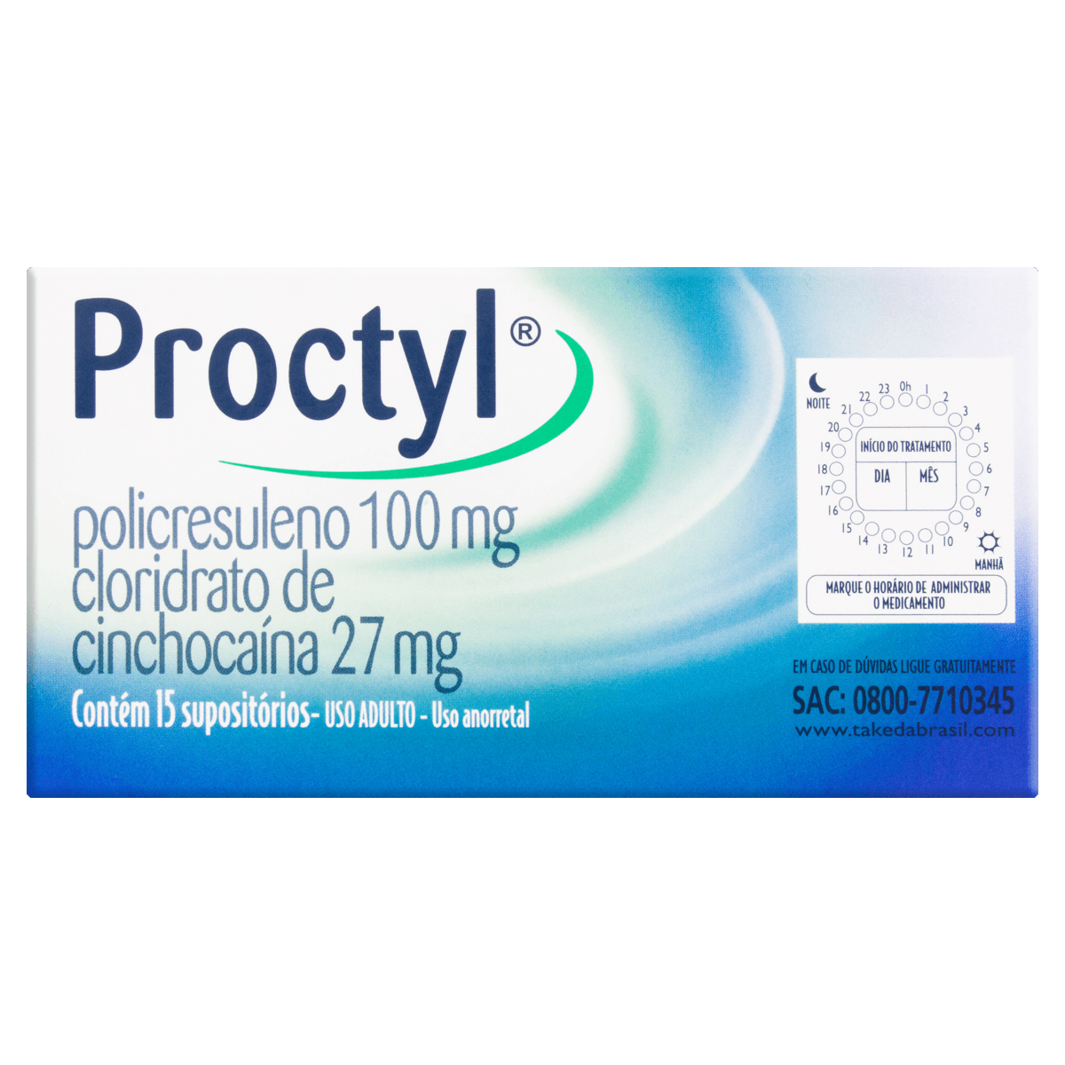 Proctyl 100 + 27mg 15 Sup - Drogarias Tamoio