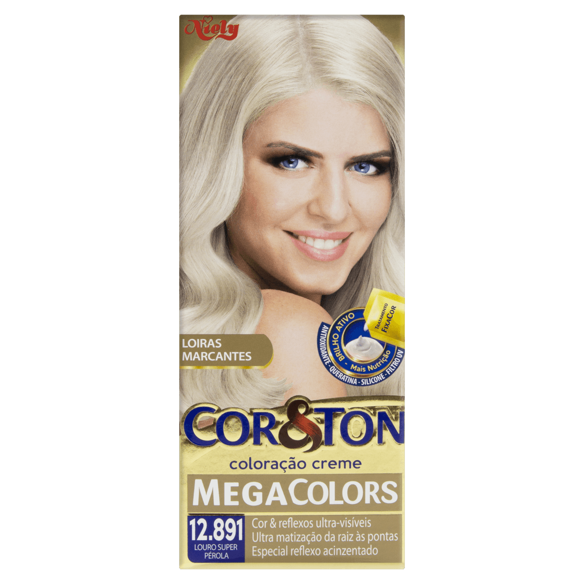 Coloração Mega Color 12.891 Louro Super Pérola Cor&Ton 50g+75ml ...