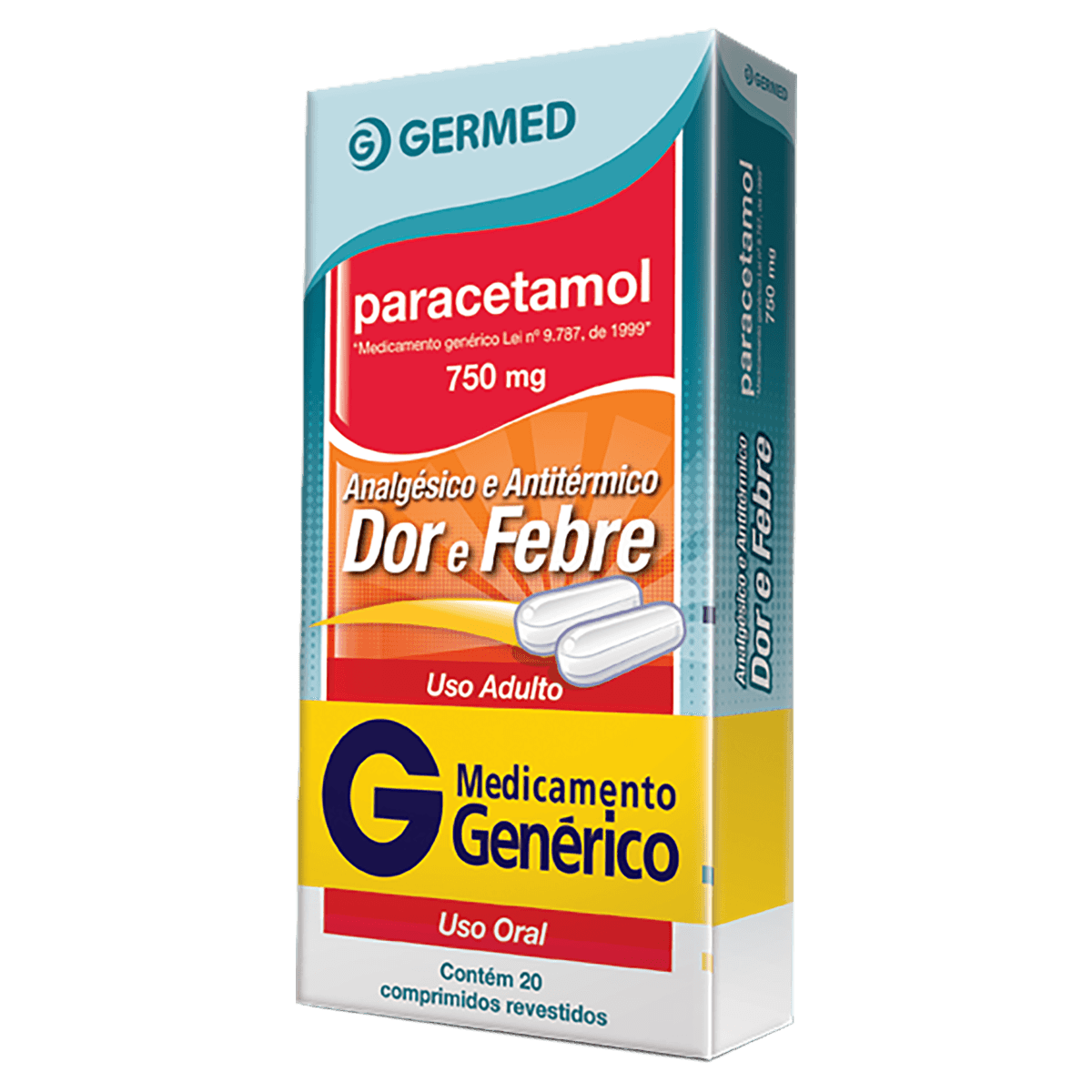 Paracetamol 750mg 20 Comprimidos Revestidos Genérico Germed Drogarias Tamoio