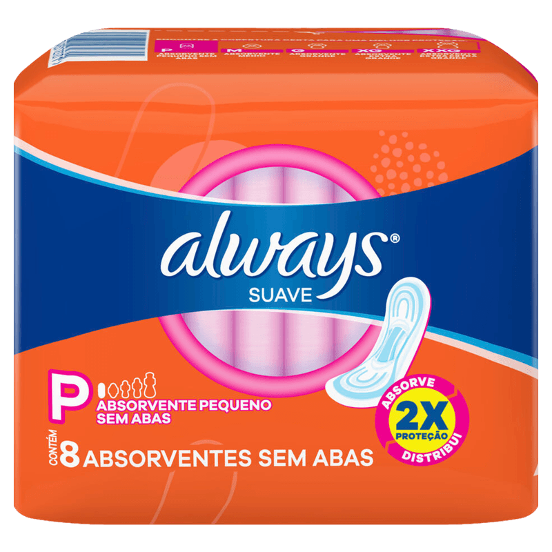Absorvente Always Super Proteção Suave Sem Abas 8 Unidades