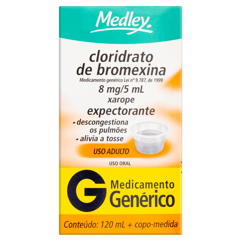 Cloridrato de Bromexina 8mg Adulto Xarope 120ml - Medley