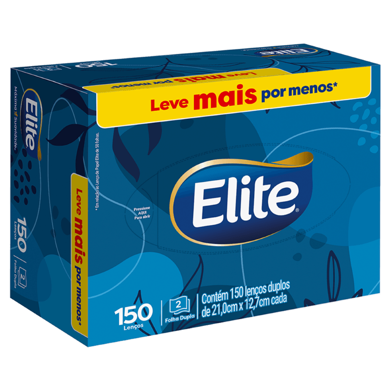 Lenço de Papel Folha Dupla Elite - 150 Unidades