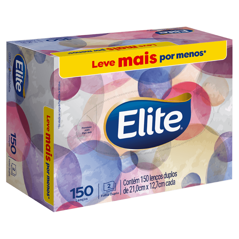 Lenço de Papel Folha Dupla Elite - 150 Unidades