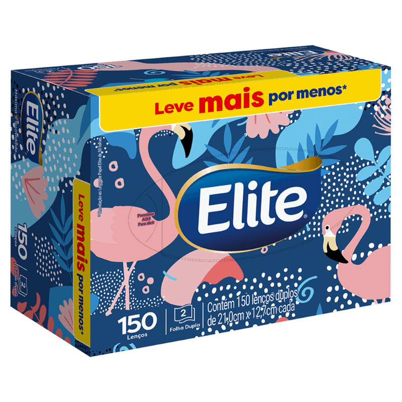 Lenço de Papel Folha Dupla Elite - 150 Unidades