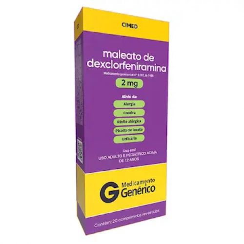 Maleato de Dexclorfeniramina 2mg Cimed - 20 comprimidos