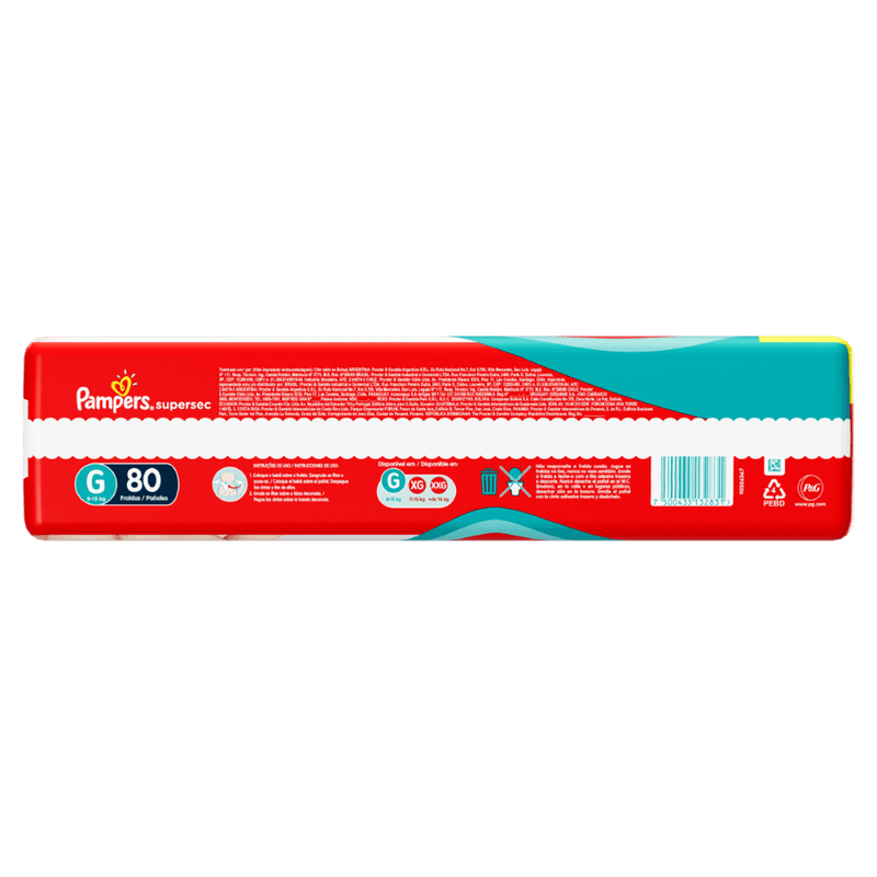 Fralda Descartável Infantil Pampers Supersec G 9 a 13kg - 80 Unidades