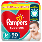 Fralda Descartável Infantil Pampers Supersec M - 90 Unidades