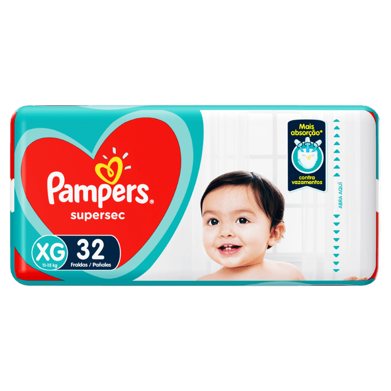 Fralda Descartável Infantil Pampers Supersec XG - 32 Unidades
