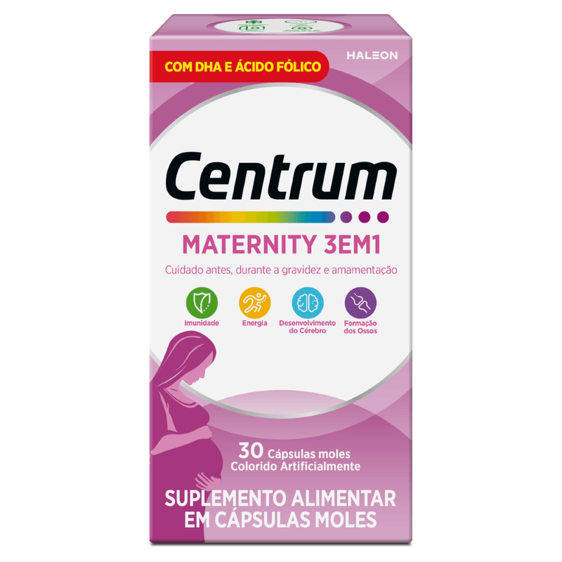 Suplemento Alimentar Centrum Maternity 3 em 1 Zero Açúcar - 30 Cápsulas Moles