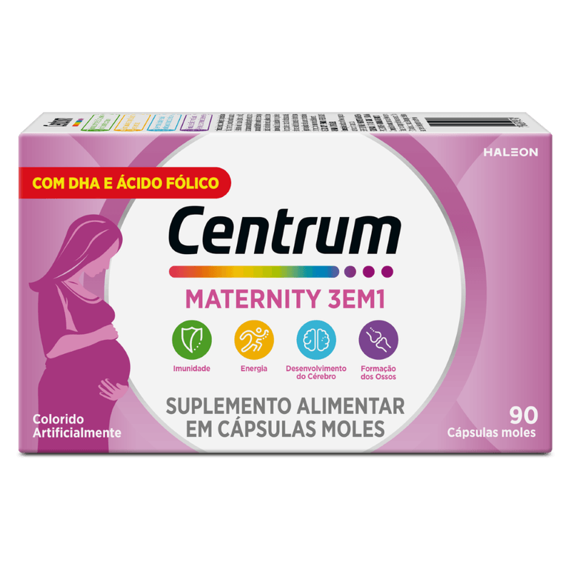 Suplemento Alimentar Centrum Maternity 3 em 1 Zero Açúcar - 90 Cápsulas Moles