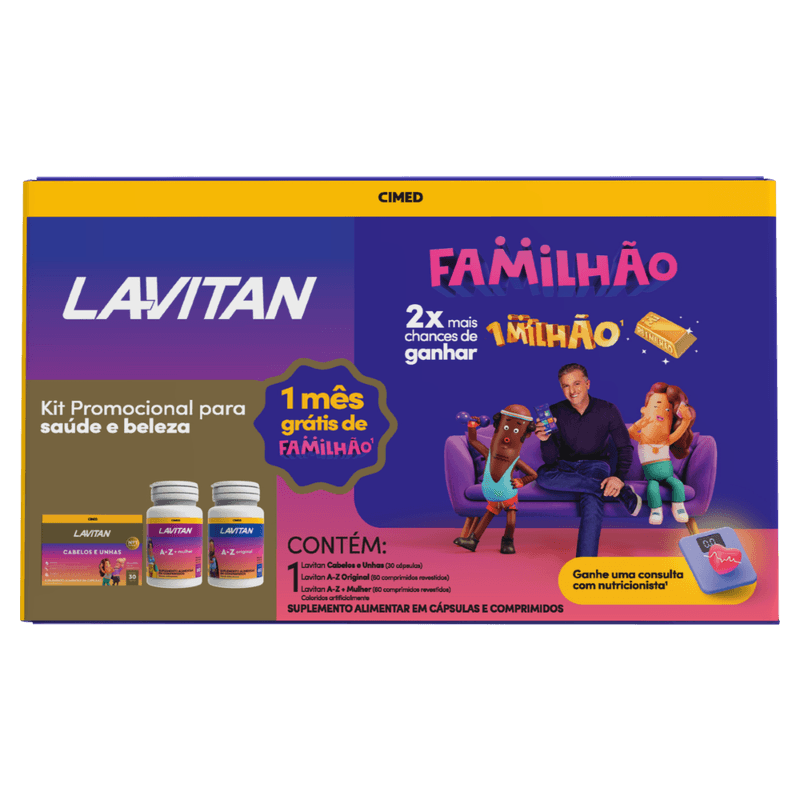 Kit Lavitan Familhão A-Z Mulher + A-Z Original 60 Comprimidos (cada) + Cabelos e Unhas 30 Cápsulas