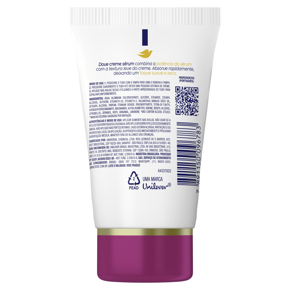 Desodorante Antitranspirante Creme Dove Creme Sérum Feminino 48h - 50g ...