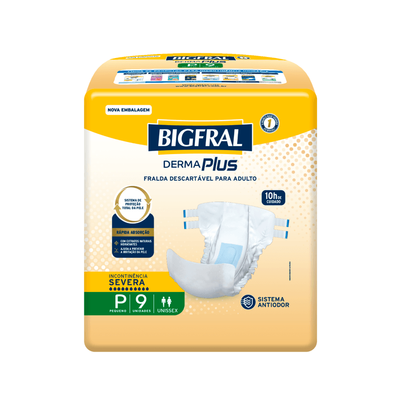 Fralda Bigfral Derma Plus P - 9 Unidades