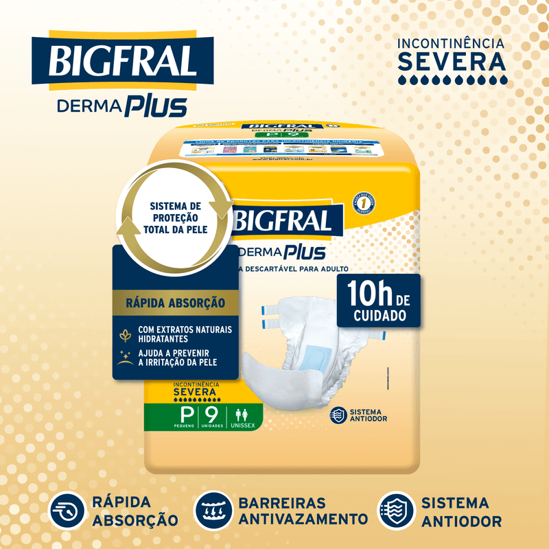 Fralda Bigfral Derma Plus P - 9 Unidades