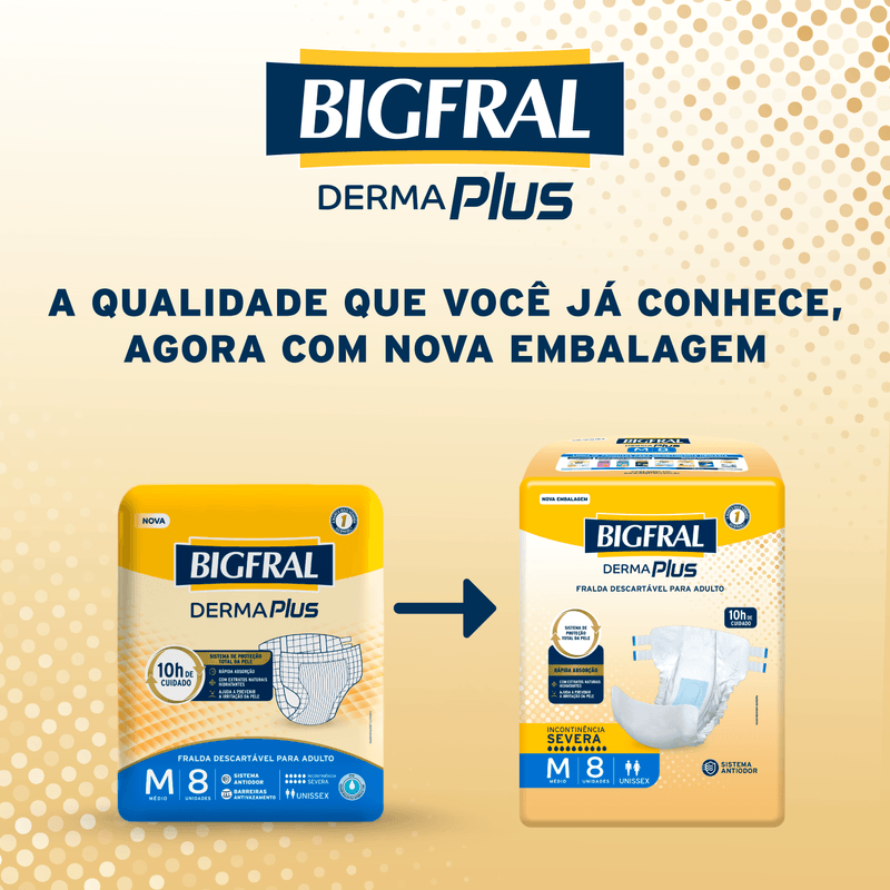 Fralda Bigfral  Derma Plus M - 8 Unidades