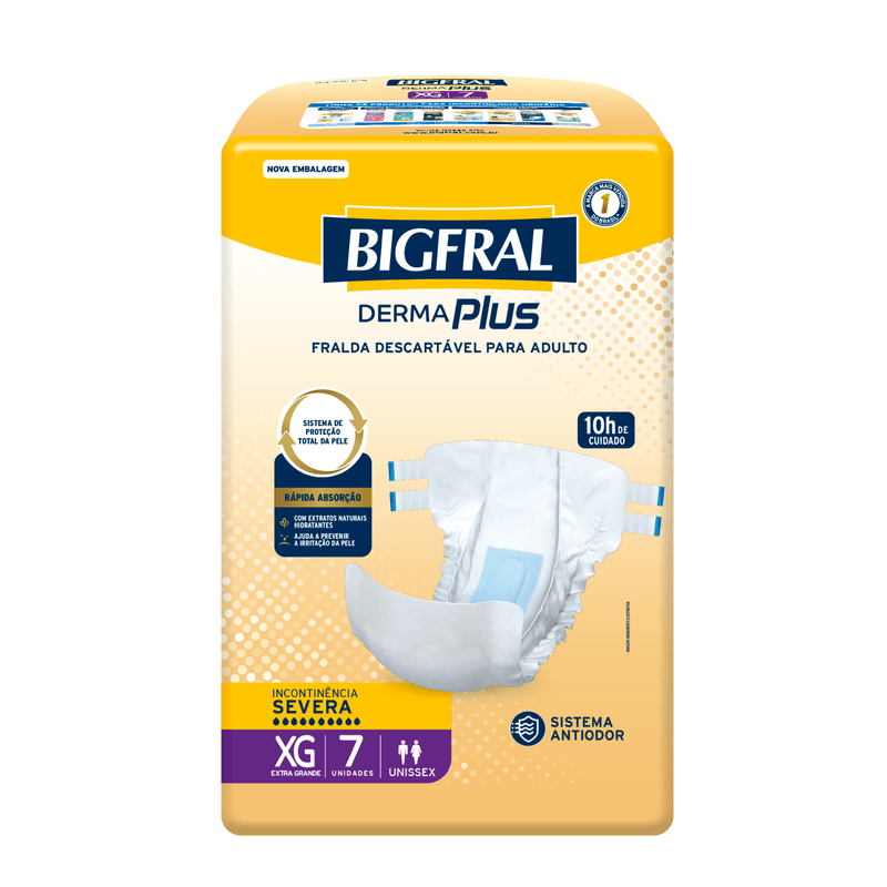 Fralda Bigfral Derma Plus XG - 7 Unidades