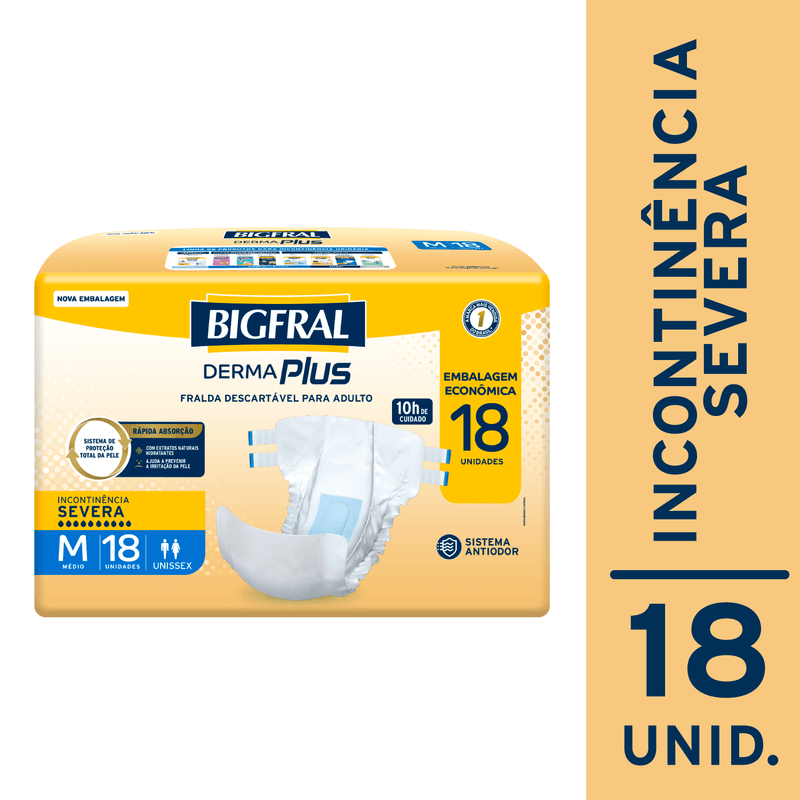 Fralda Bigfral Derma Plus Econômica M - 18 Unidades