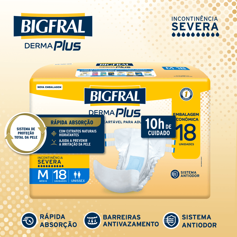 Fralda Bigfral Derma Plus Econômica M - 18 Unidades