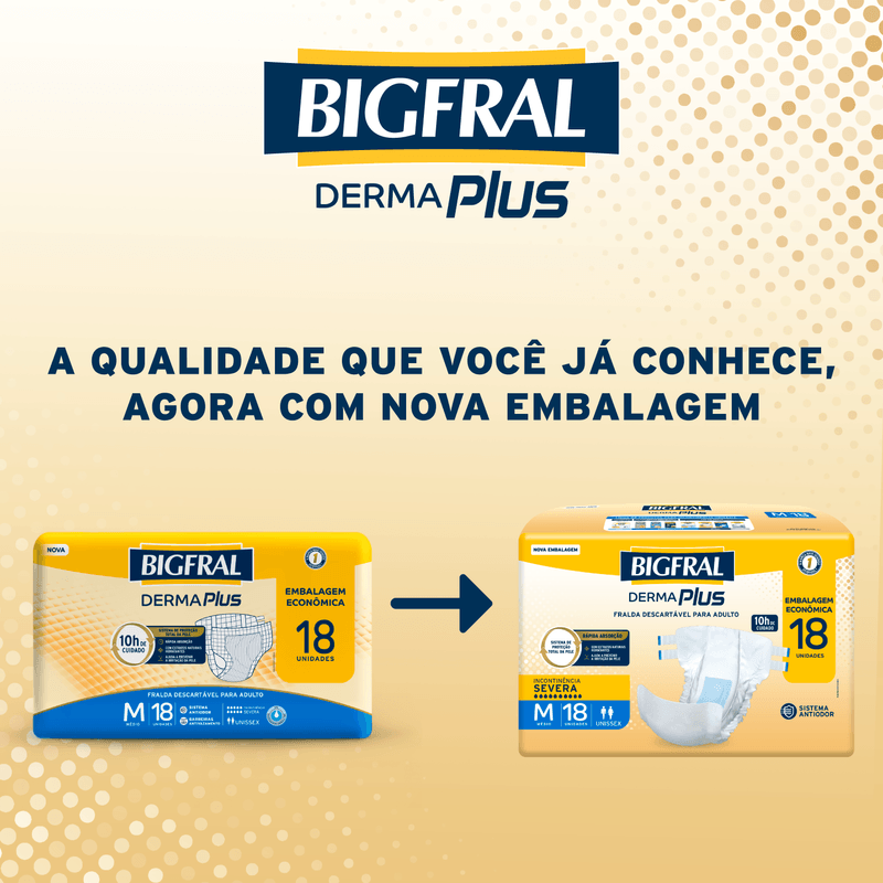 Fralda Bigfral Derma Plus Econômica M - 18 Unidades