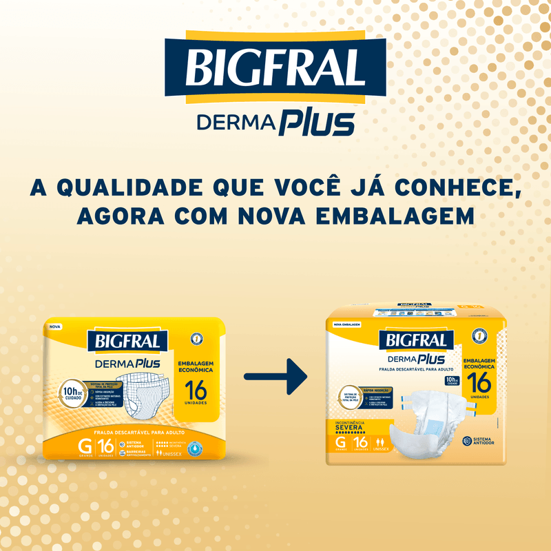 Fralda Geriátrica Bigfral Derma Plus G - 16 unidades