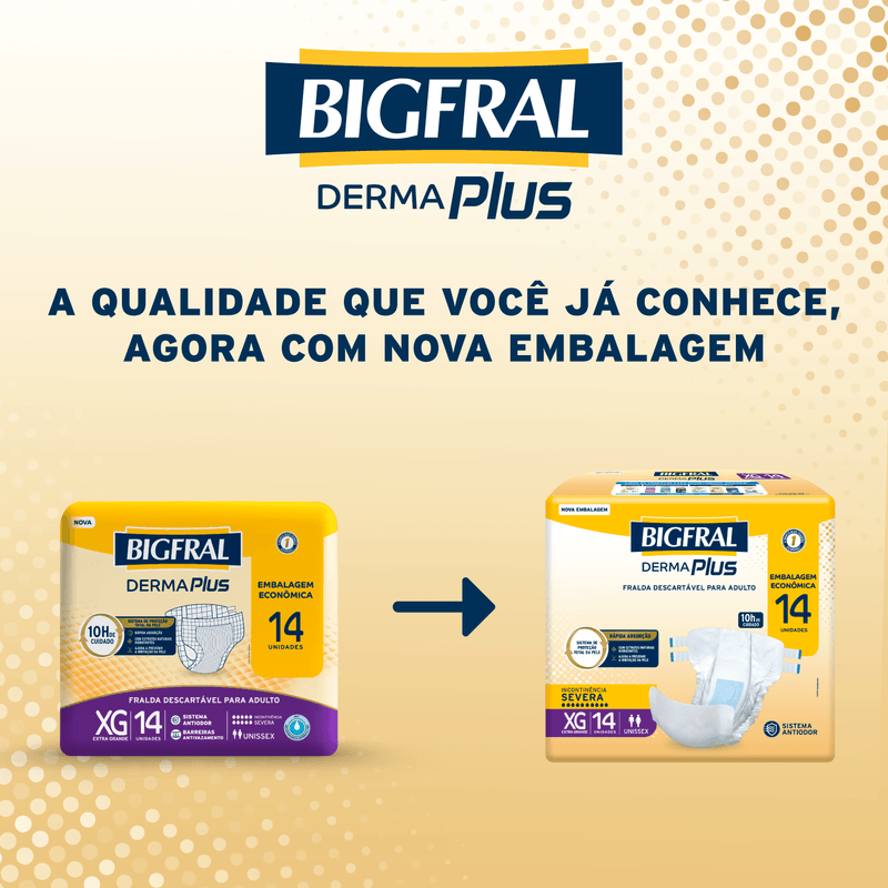 Fralda Bigfral Derma Plus Econômica Xg - 14 Unidades