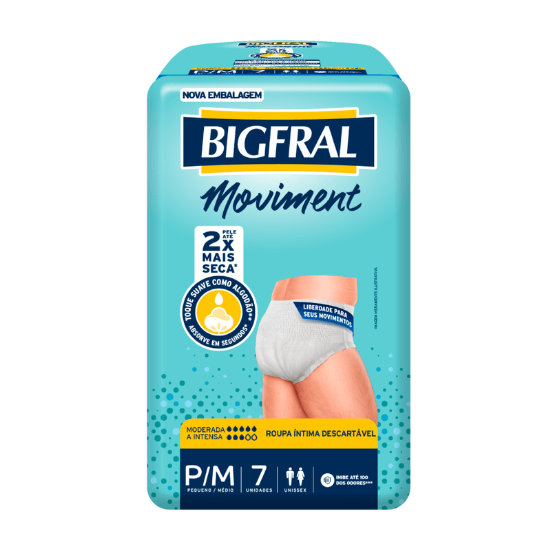 Roupa Íntima Bigfral Moviment P/M Unissex - 7 unidades