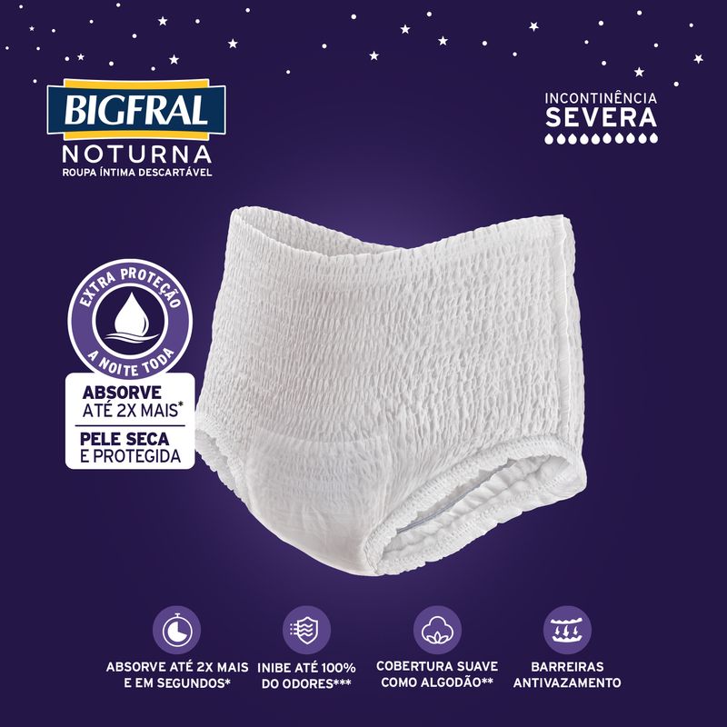 Roupa Íntima Descartável Unissex Bigfral Noturna P/M - 16 Unidades