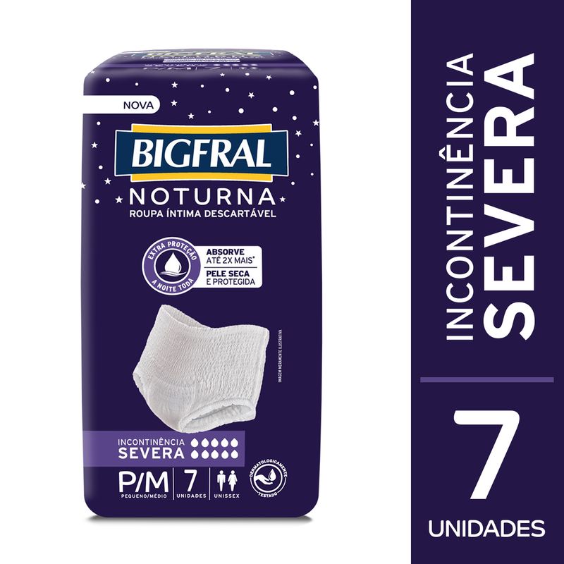 Roupa Íntima Descartável Unissex Bigfral Noturna P/M - 7 Unidades