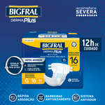 Fralda Descartável Adulto Bigfral Derma Plus Noturna G - 16 Unidades