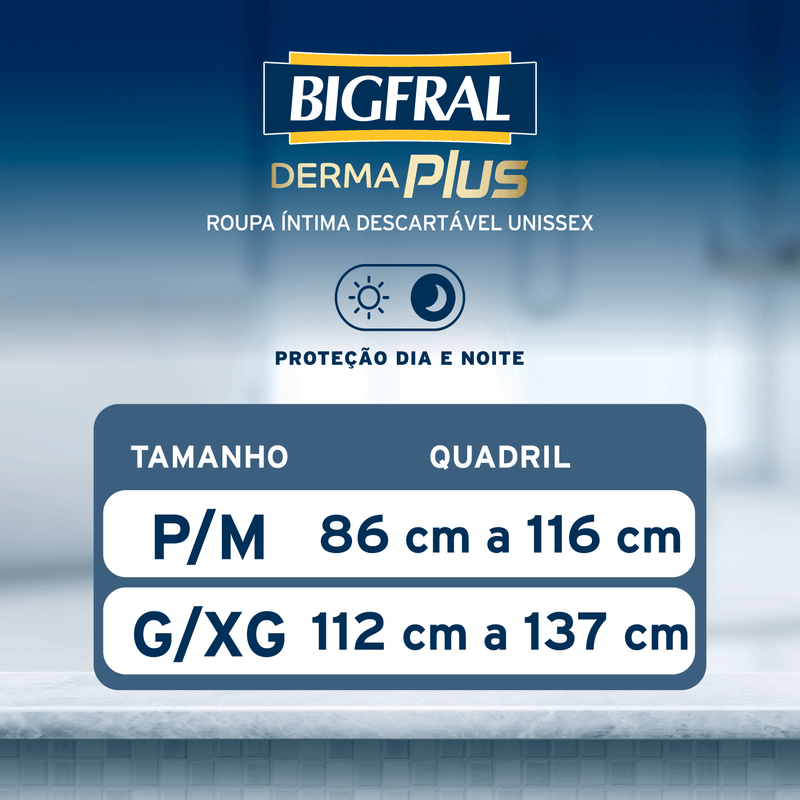 Roupa Íntima Descartável Unissex Bigfral Derma Plus G/XG - 7 Unidades