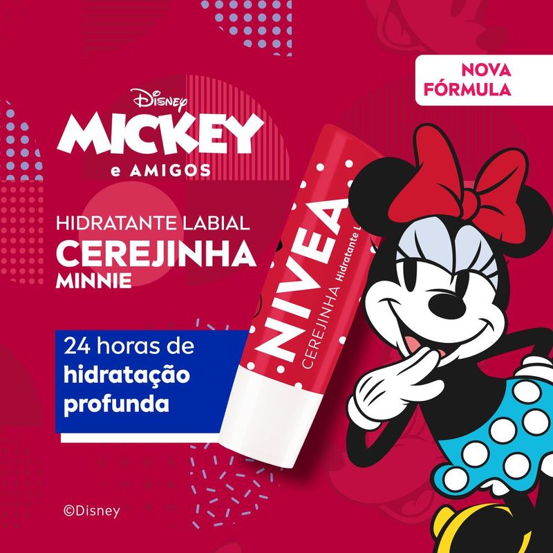 リップケア mimi Hidratante Labial Cerejinha Cereja Shine Mickey e Amigos Minnie