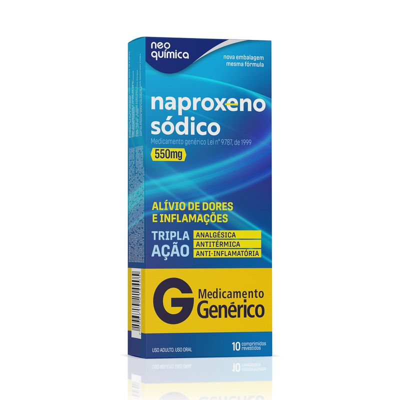 Naproxeno Sódico 550mg Genérico Neo Química - 10 Comprimidos