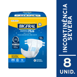 Fralda Bigfral Derma Plus Noturna M - 8 Unidades