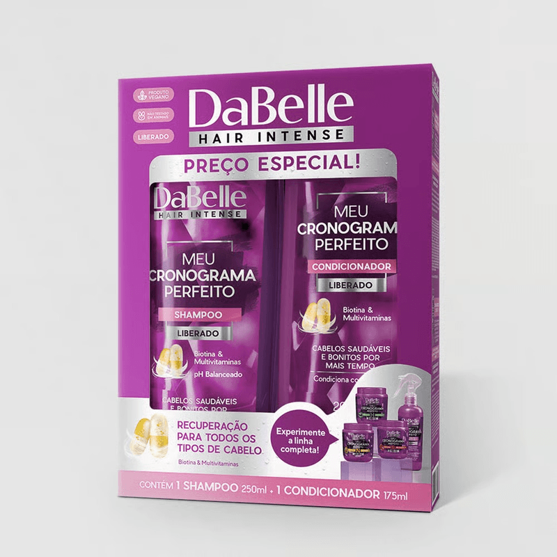 Kit Shampoo 250ml + Condicionador 175ml DaBelle Hair Meu Cronogama Perfeito