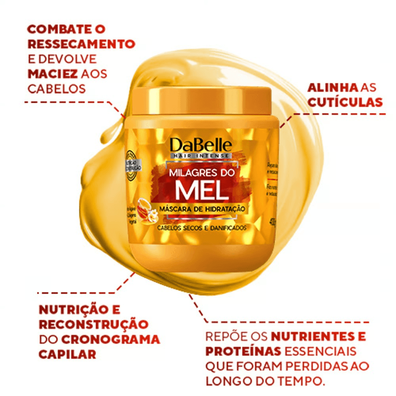 Máscara Capilar de Hidratação DaBelle Hair Milagres do Mel - 400g