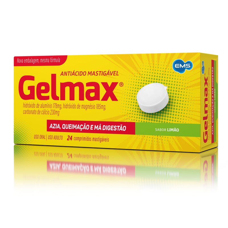 Gelmax Mastigável Sem Limão - 24 Comprimidos Mastigáveis