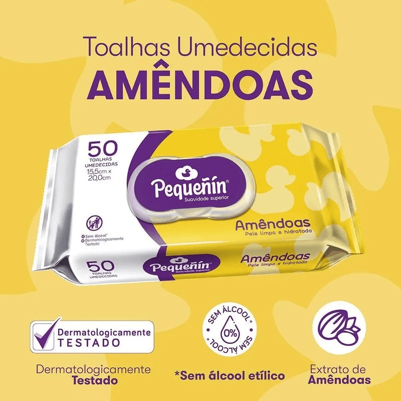 Toalhas-Umedecidas-Pequeñin-Amendoas---50-Unidades