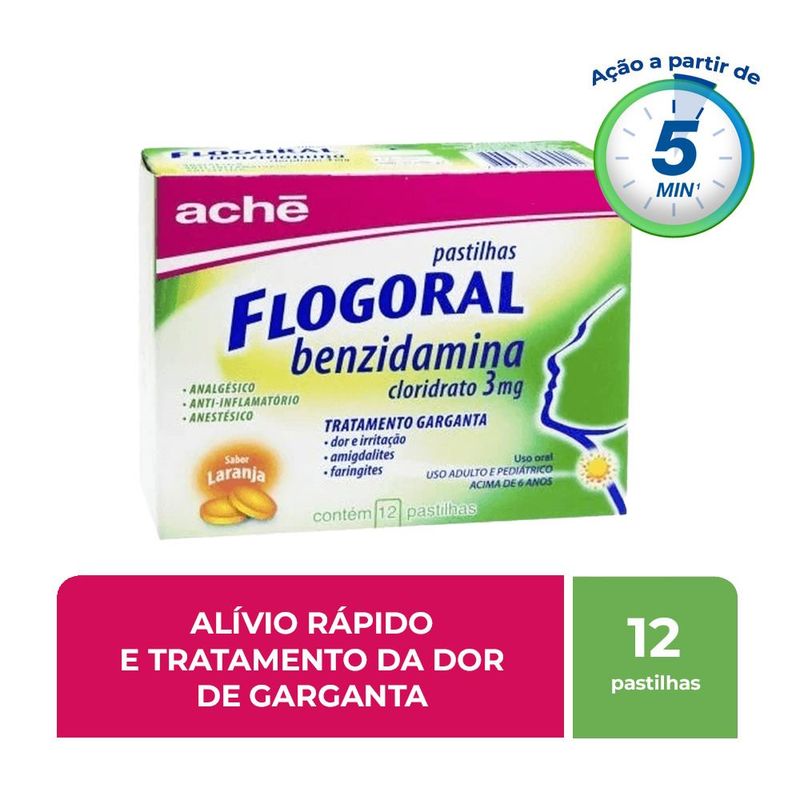 Pastilha Flogoral Laranja - 12 Unidades