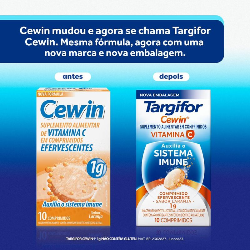 Vitamina C Targifor Cewin Laranja - 10 Comprimidos Efervescentes
