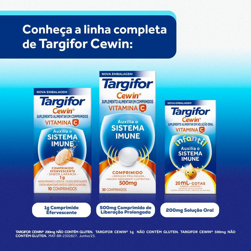 Vitamina C Targifor Cewin Laranja - 10 Comprimidos Efervescentes