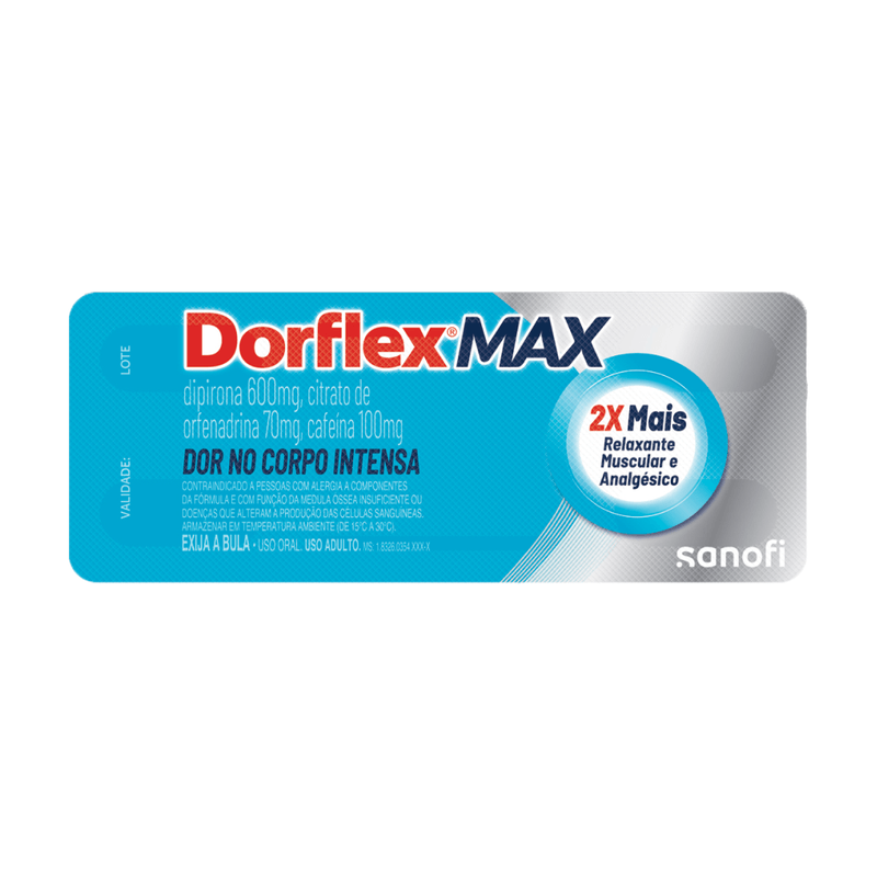 Dorflex Max Analgésico e Relaxante Muscular Dipirona 600mg - 4 comprimidos