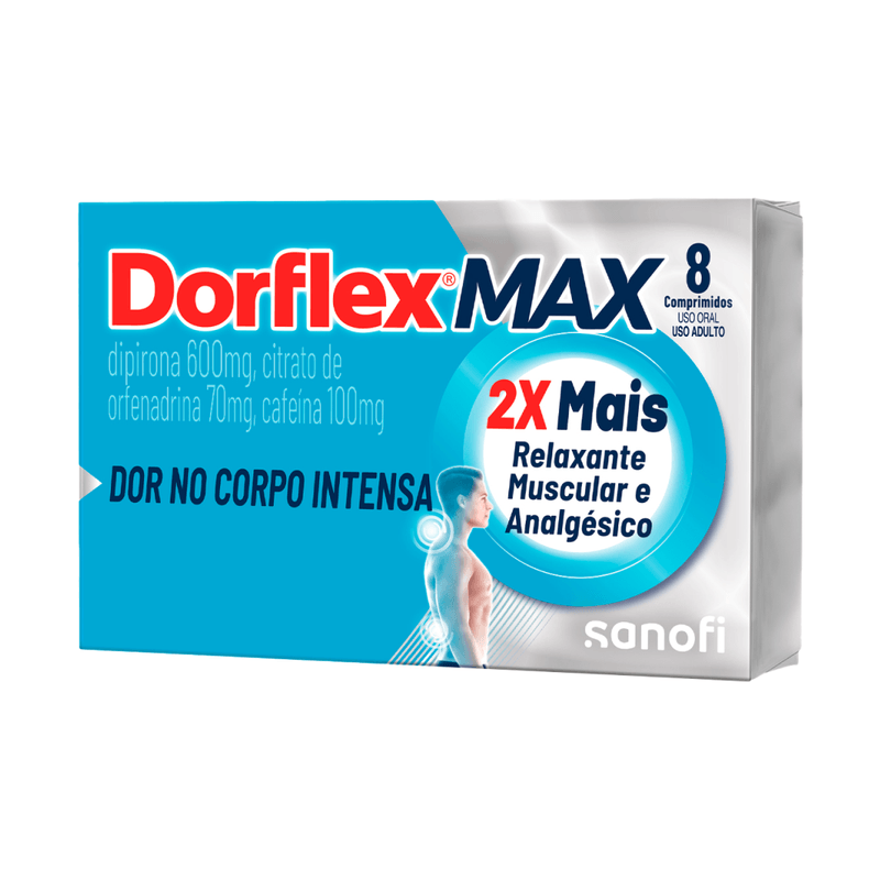 Dorflex Max Analgésico e Relaxante Muscular Dipirona 600mg - 8 comprimidos