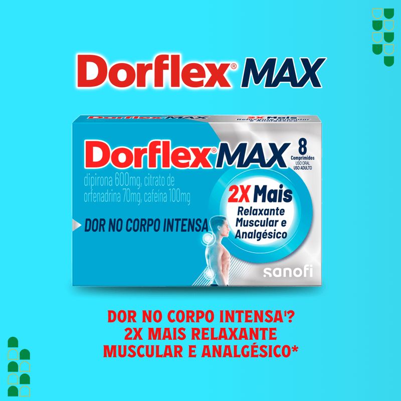 Dorflex Max Analgésico e Relaxante Muscular Dipirona 600mg - 8 comprimidos