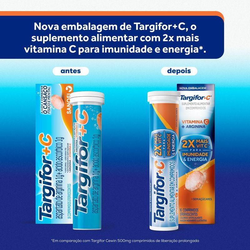 Targifor C Vitamina C e Arginina - 16 Comprimidos Efervescentes