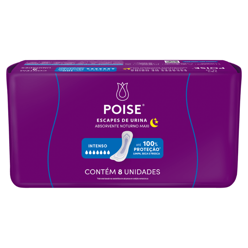 Absorvente-sem-Abas-para-Escapes-de-Urina-Poise-Noturno-Maxi---8-Unidades