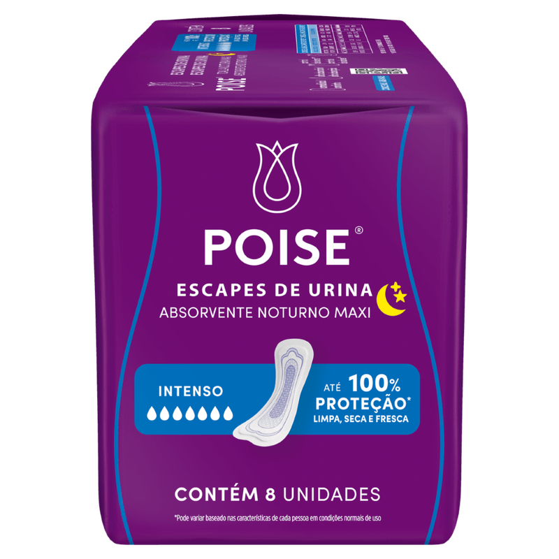 Absorvente-sem-Abas-para-Escapes-de-Urina-Poise-Noturno-Maxi---8-Unidades