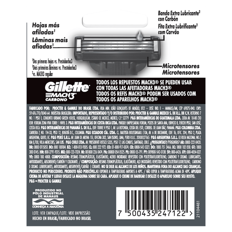 Carga-de-Aparelho-para-Barbear-Gillette-Mach3-Carbono-8-Unidades-